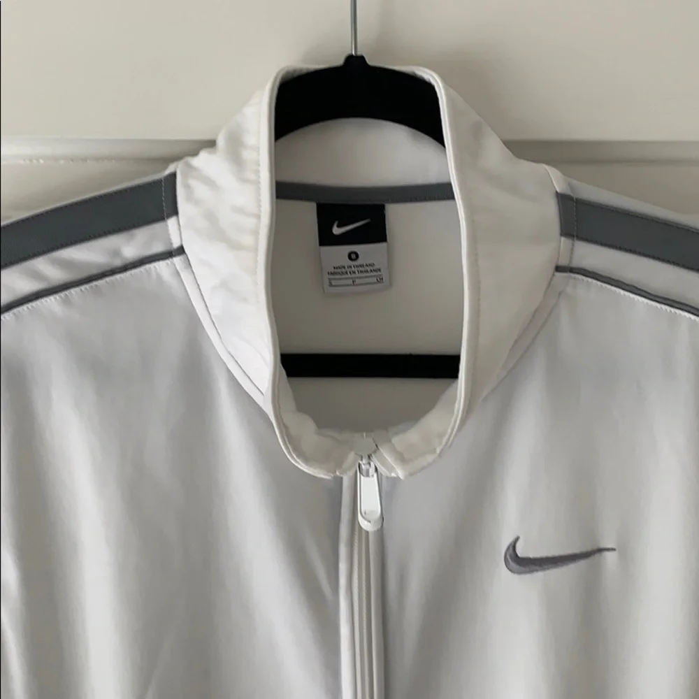 Nike track jacket white w/gray stripes - Picture 3 of 8